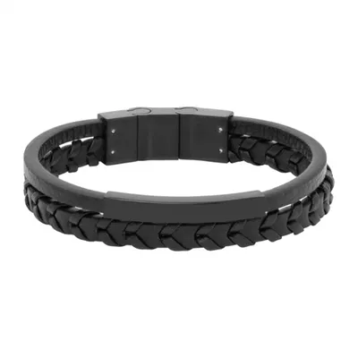 Sort Læderarmbånd - Mulighed for gravering