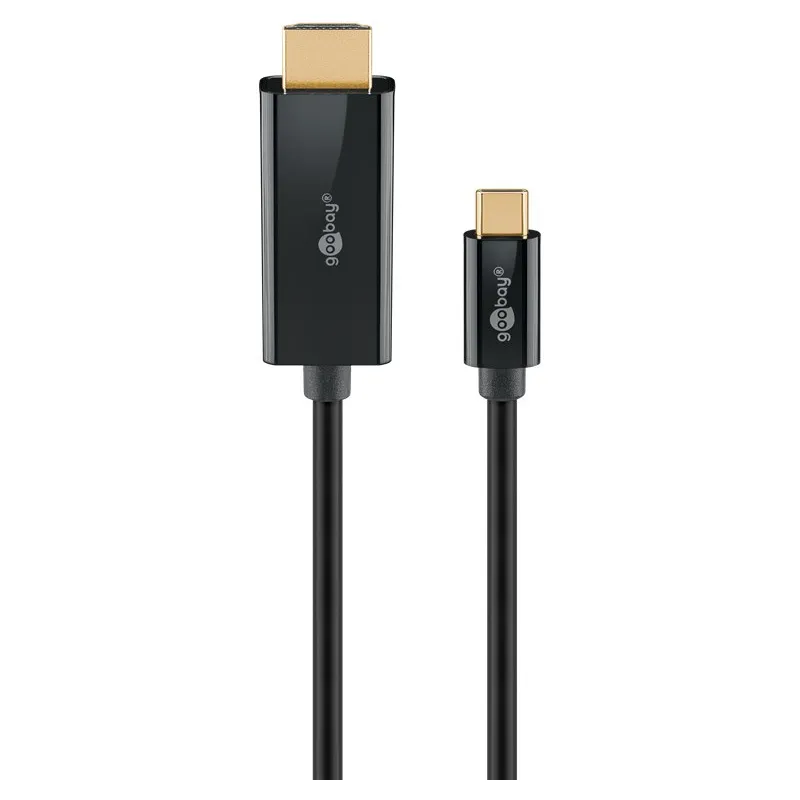 4K USB-C til HDMI Kabel  -  Goobay (Ultra HD 60Hz, Sort, Guldbelagte stik) - 1m
