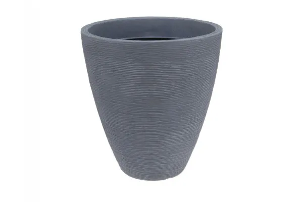 Plastkrukke m/riller - Ø:39|H:42 cm - Grå