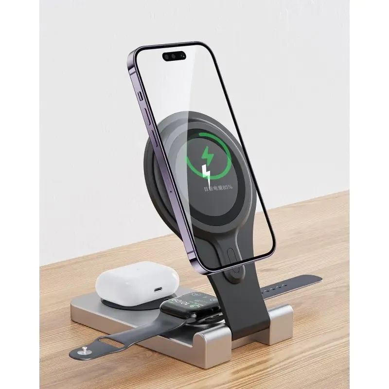 Smart Foldbar Magnetisk Magsafe Trådløs Opladestander. BTJ3-W13. 15W.