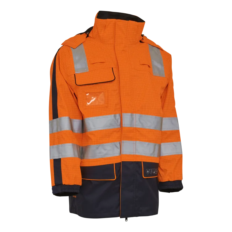 Securetech Multinorm Lysbue Arc Jakke - Fl.orange/Marine - 5XL