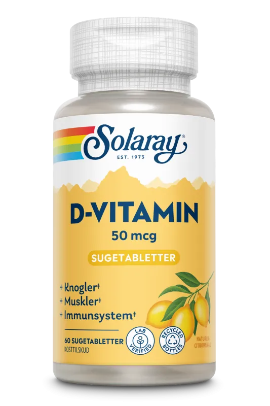 Solaray D-vitamin 50 mcg - 60 sugetabletter