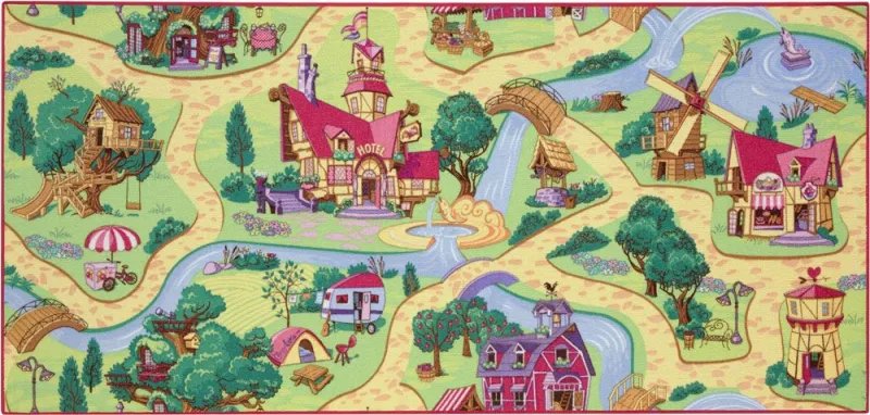 Gulvtæppe, Legetæppe Candy Town 95 x 200