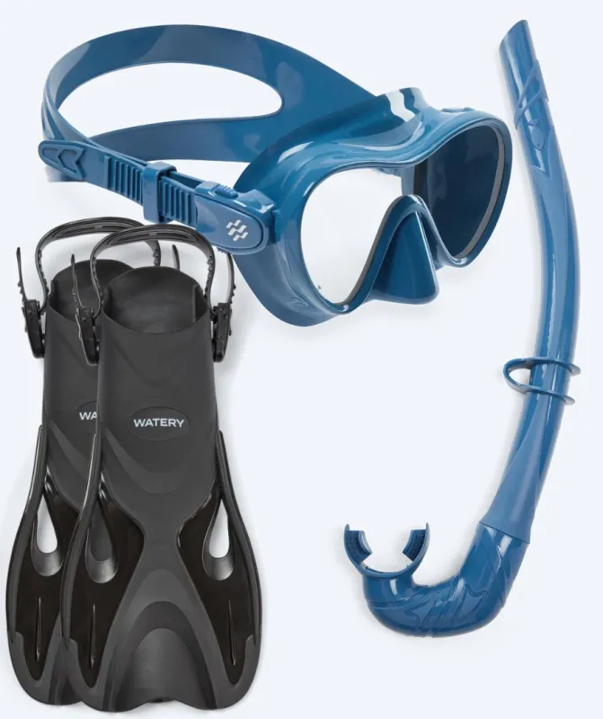 Watery snorkelsæt til børn - Fisher/Cliff - Mørkeblå - Snorkelsæt til børn (4-16 år)