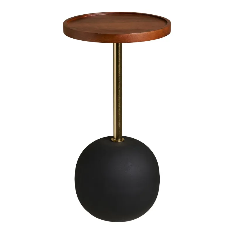 House Nordic - Sirone Hjørnebord Mangotræ/Stål Sort/Messing Look - Ø30 x 56 cm