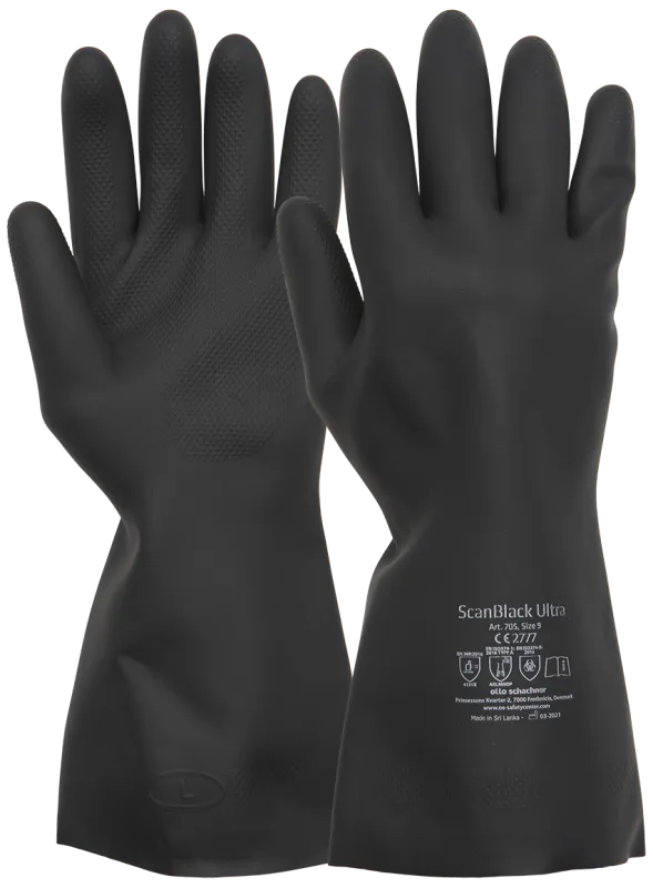 ScanblackUltra gummihandske 30cm sort latex 705-07