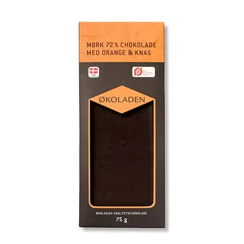 Økoladen Chokolade mørk orange/knas Ø 70% (75 g)