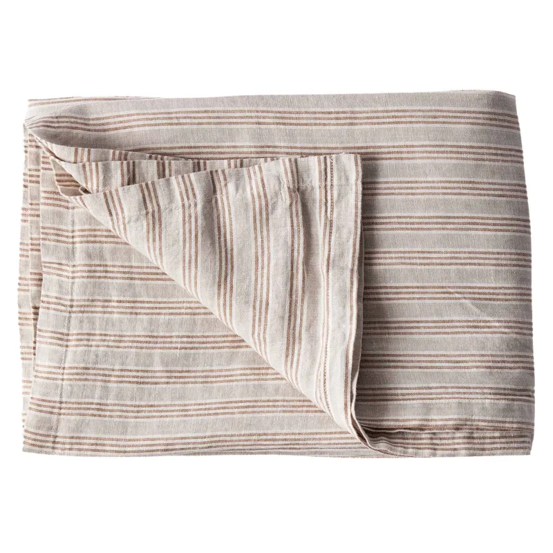 Tell me more Dug i hør 145 x 330 cm, hazelnut stripe