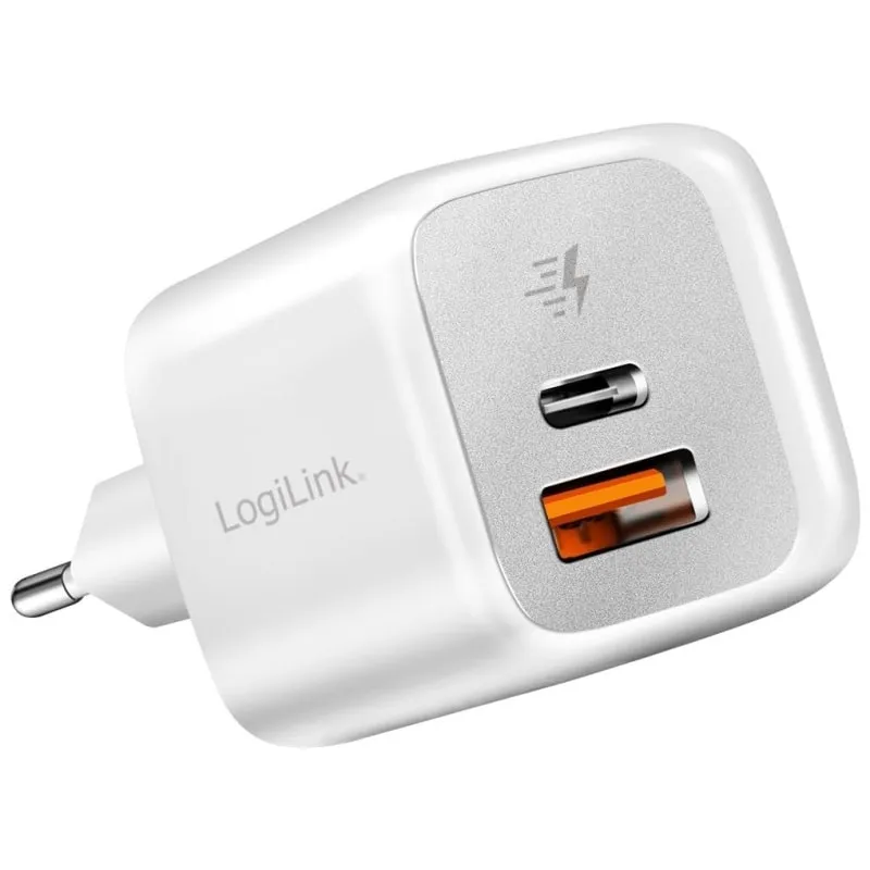 LogiLink 20W Hurtig Dual Oplader USB-C & USB-A Adapter  -  Hvid