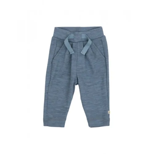 Bukser Med Snor I Taljen I 100% Merino Uld Til Baby Blue Melange 62