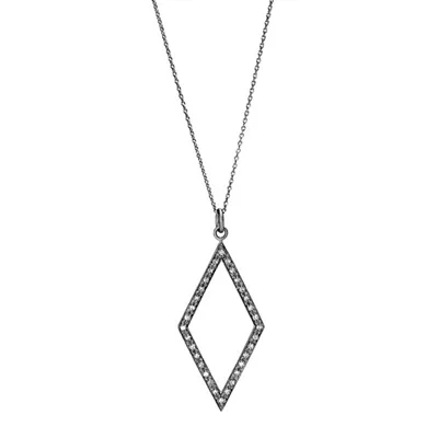 Collier i sort Sølv med Zirkonia - 40 og 45 cm