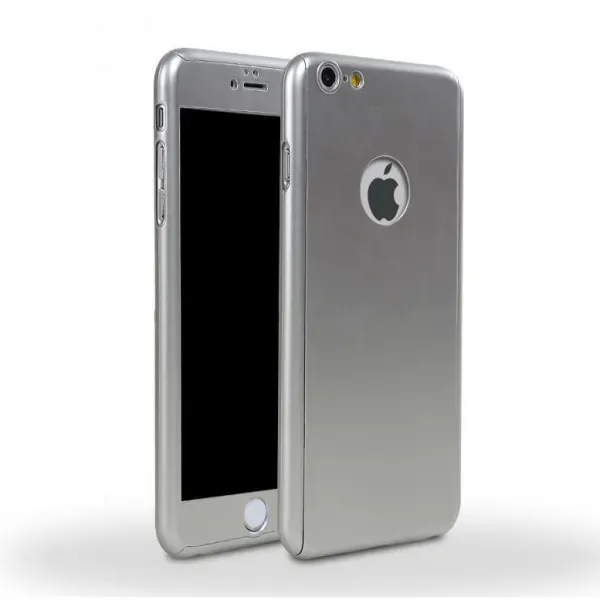 Full body cover til iPhone 7 / 8. Inkl skærmbeskyttelse. Silver.