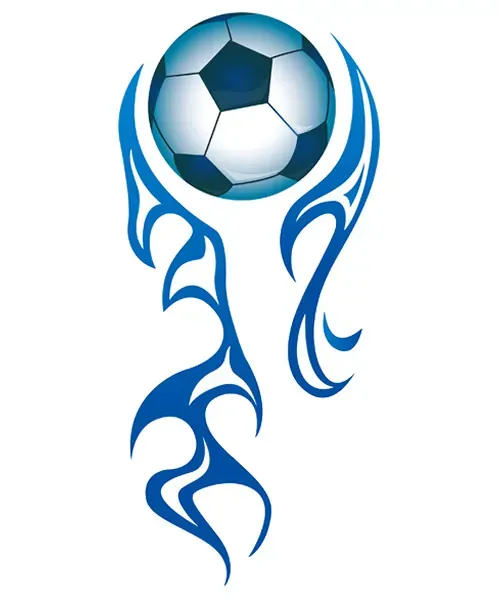 Flot fodbold wallsticker. Flyvende fodbold i flammer. 95x43cm.