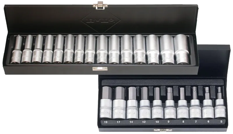 Topsæt 1/2", lange toppe 10-24mm+stifttoppe 5-19mm