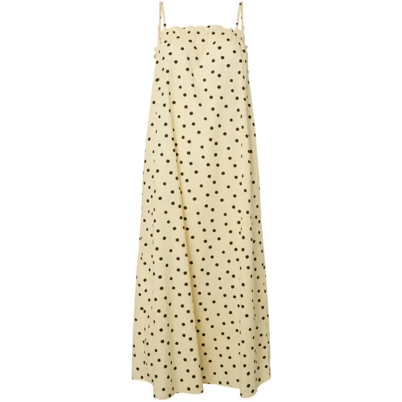 PIECES dame kjole PCPARKER - French Vanilla Brown polka dots