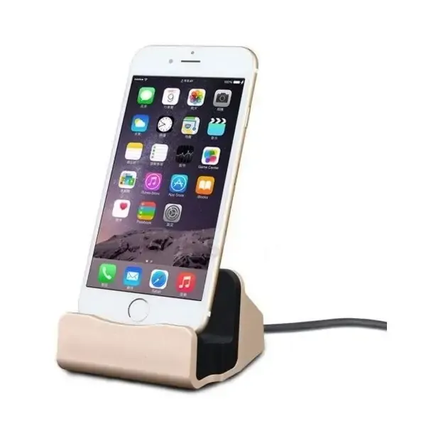 iPhone dock & iPad Mini dock. Flot bordlader. Gold.