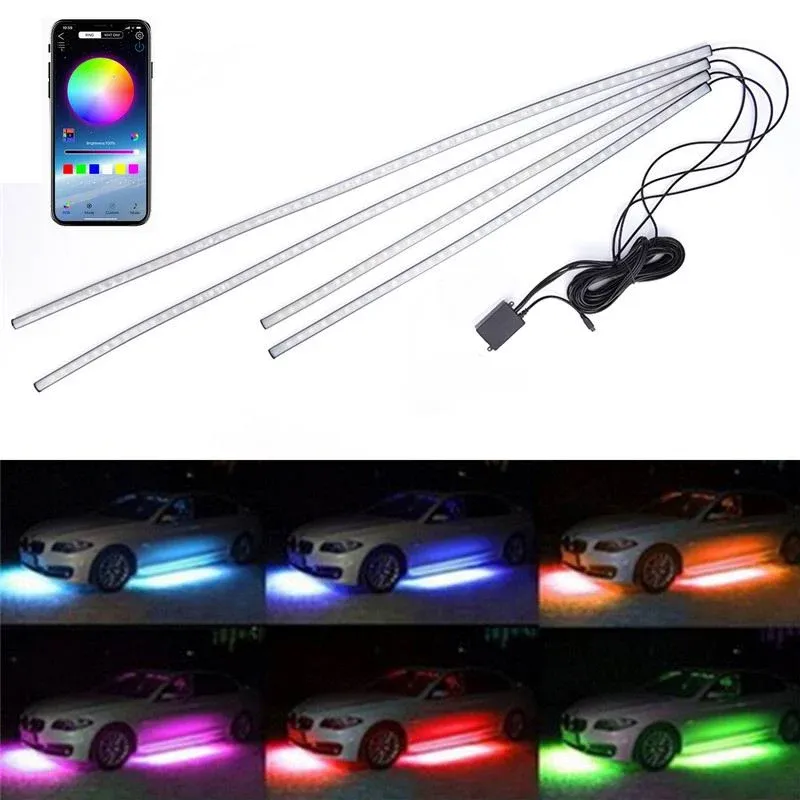 UDSALG - Ambient multicolor LED lys til montering under bilen - med APP styring - 60x90 cm - Dinled - Markeringslys