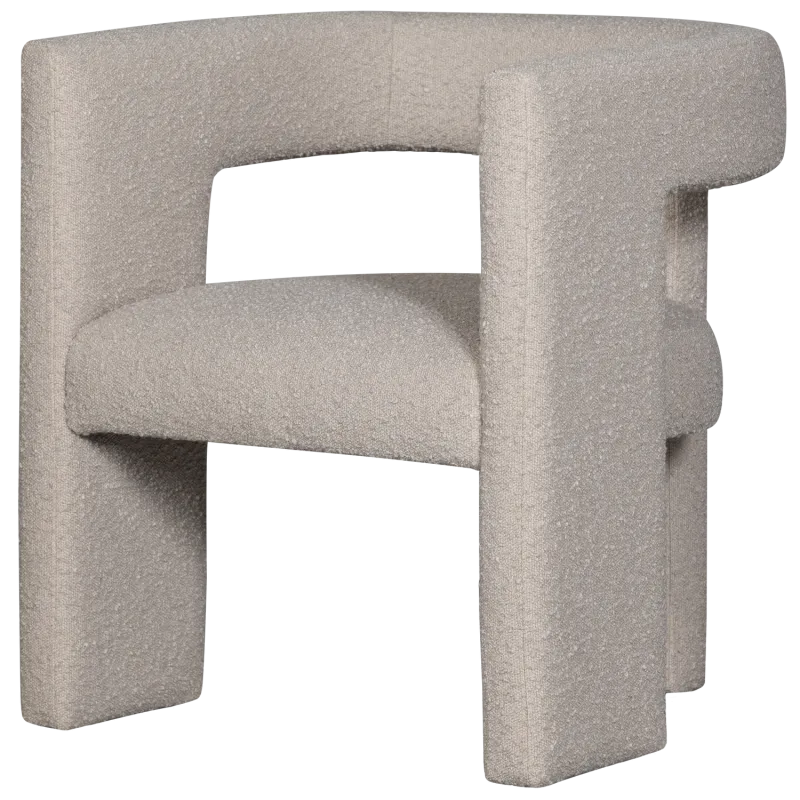 WOOOD Tiwa lænestol, m. armlæn - beige bouclë stof