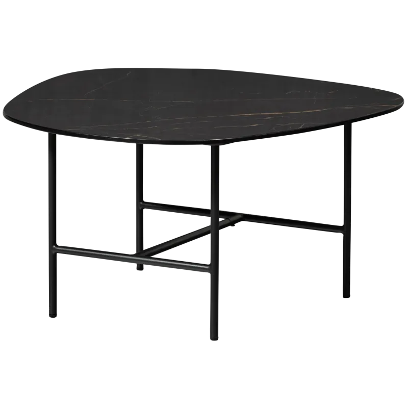 WOOOD sidebord - sort marmorlook og metal (70x70)