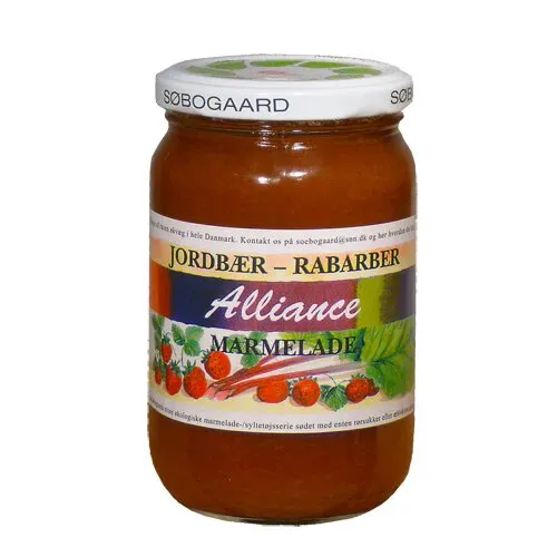 Jordbær/rabarber marmelade Øko. - 400 gram