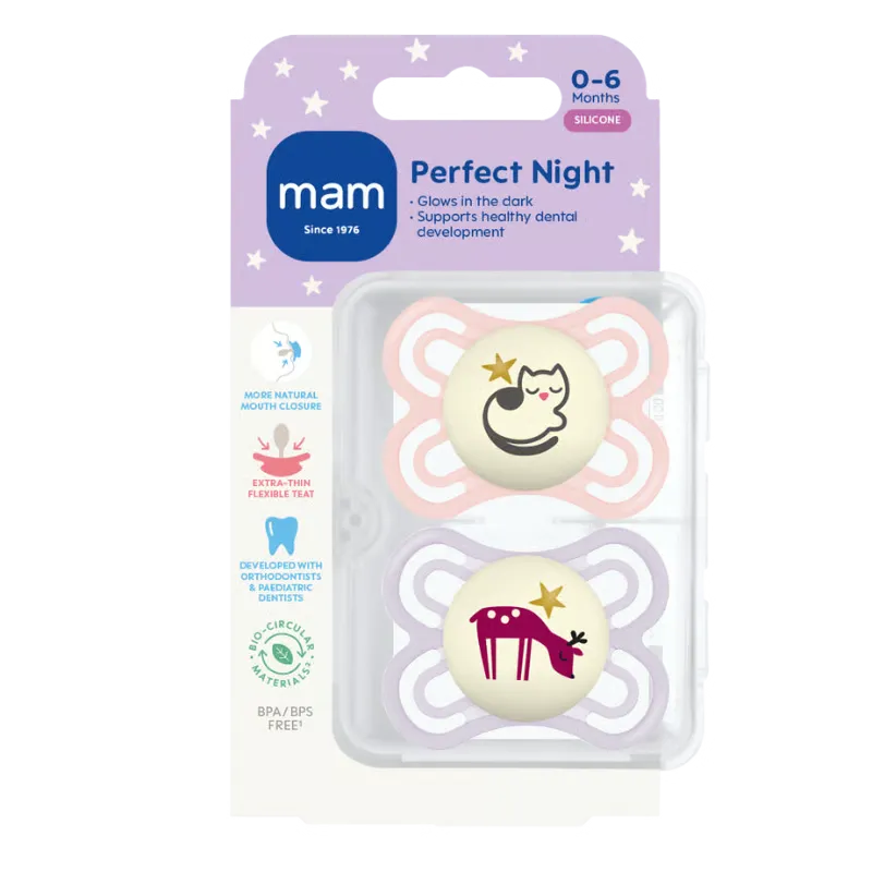 MAM Perfect Night Silk 0-6M Pink (2 stk)