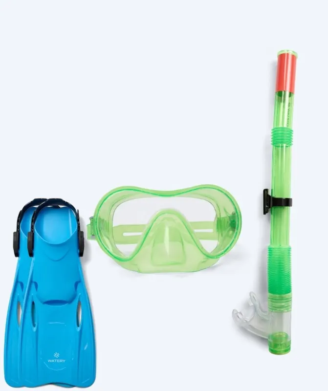 Watery snorkelsæt til junior (8-15) - Jubal/Fleetwood - Grøn/blå - Snorkelsæt til børn (4-16 år)