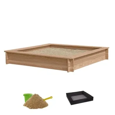 Nordic Play - Sandkasse 150x150 cm Lærk inkl. Net + 200 kg Sand