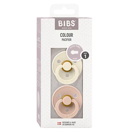 Bibs Pacifier Colour Latex Size 1 Ivory/Blush (2 stk)