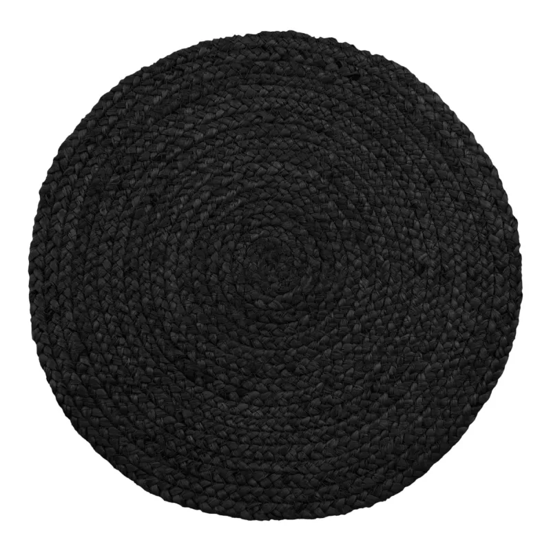 Bombay - Rund dækkeserviet i flettet mørkegrå jute S/4 Ø38 cm - 4 stk.
