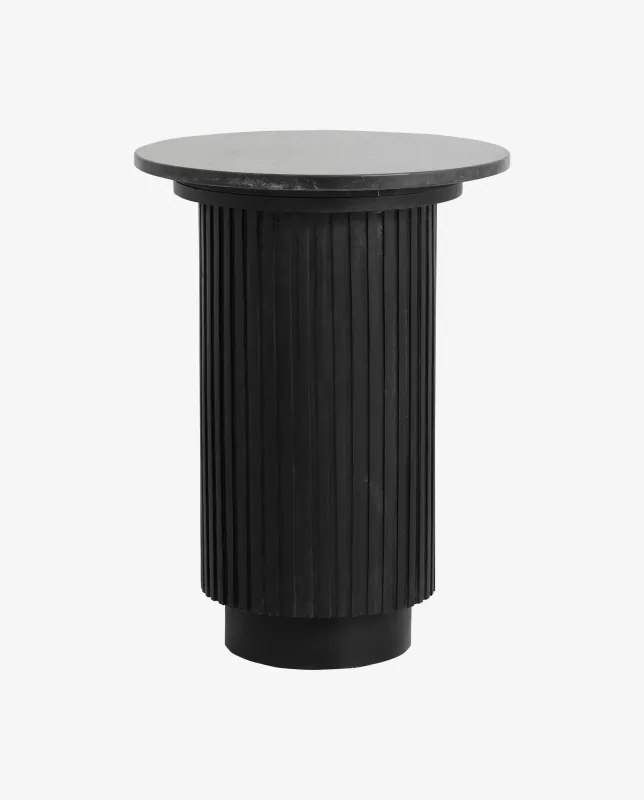 Nordal - ERIE rund sidebord  -  sort marmorplade  -  Ø40 × H54,5 cm