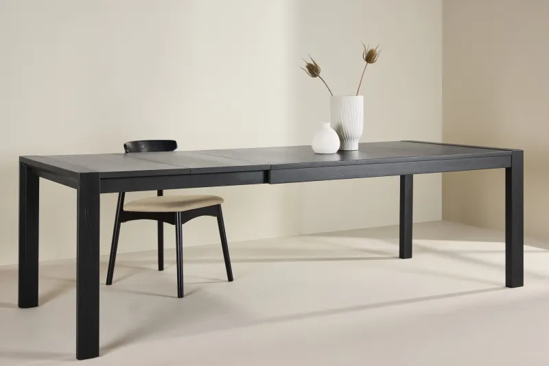 Vind - Slider  -  Spisebord i sortlakeret eg  -  170/250×95×75 cm