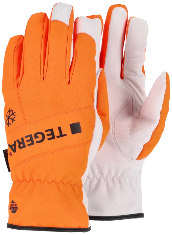Tegera handske orange tynd vind- og vandtæt 288-9