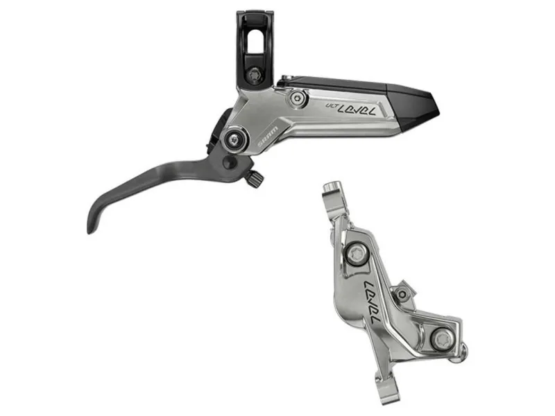 Sram Level Ultimate Stealth - Hydraulisk bremsesæt - 4 Stempler - Front - Carbon greb - Sølv