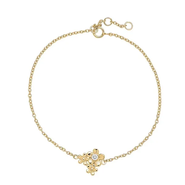 Guld armbånd med Blomster og Diamant