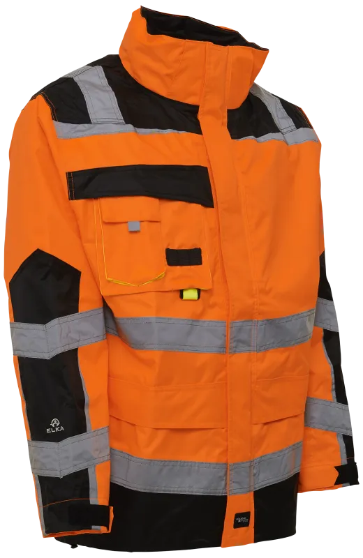 Hi-vis arbejdsjakke 086004R orange/sort Str. 4XL