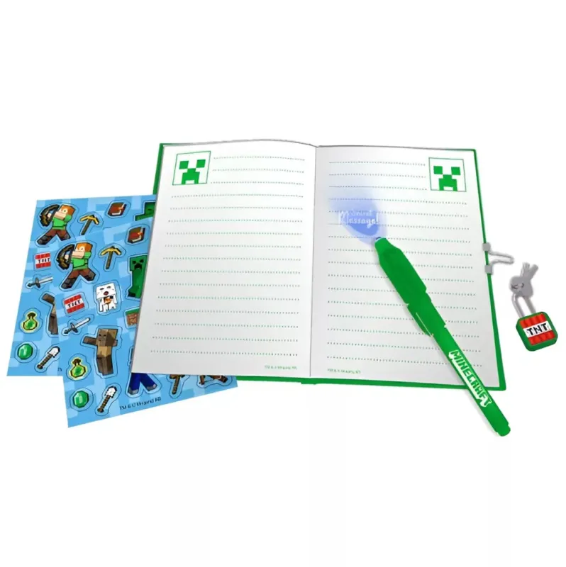 Minecraft Boom Dagbog med Magisk Pen  -  Skrivesæt Notesbog - GEEKD.dk