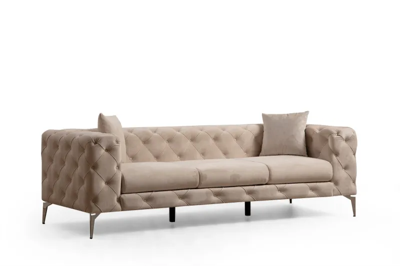 NORDVÄRK Como 3 pers. sofa - ecru polyester stof og forkromet metal