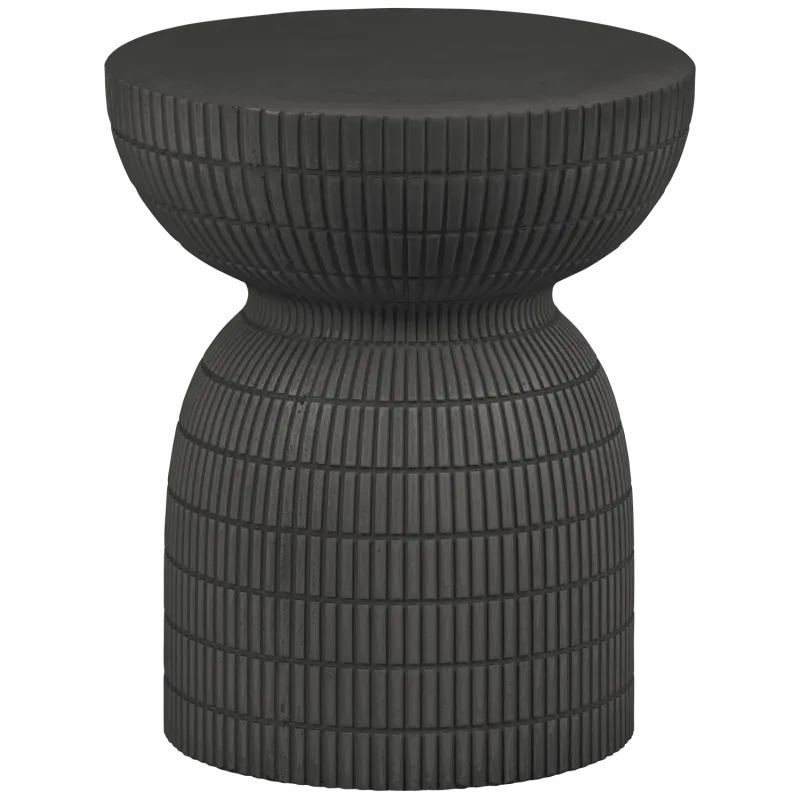 WOOOD Samson sidebord, rund - kaffe fiberler med betonlook (Ø37)