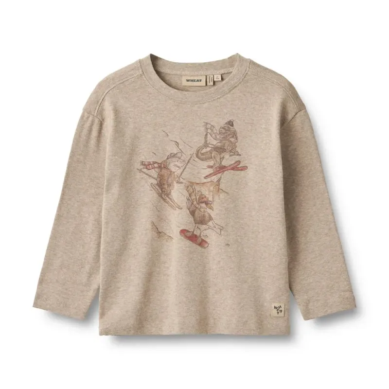 T-shirt langærmet Claus - Gravel Melange - 128