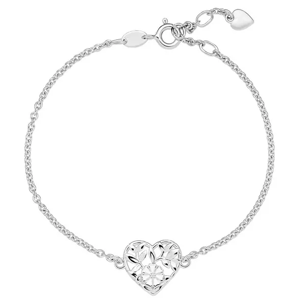 Lund Marguerit Armbånd i Sølv med Hjerte - 17 til 19 cm