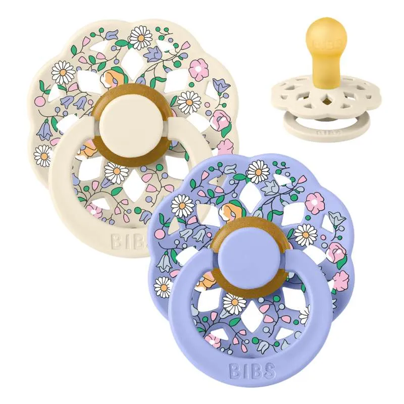 BIBS Rund Boheme Sut - 2-Pak - Str. 1 - Naturgummi - Liberty - Chloe Meadow/Ivory Mix
