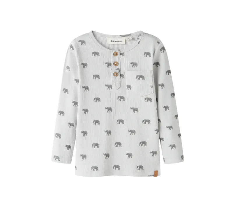 Lil Atelier Lavo - Eno Top - Glacier Gray/Elephant - 92 cm