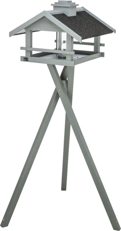 Trixie Natura Fuglefoderhus med Stativ 49x34x45 cm H:134 cm - Grå Fyrretræ