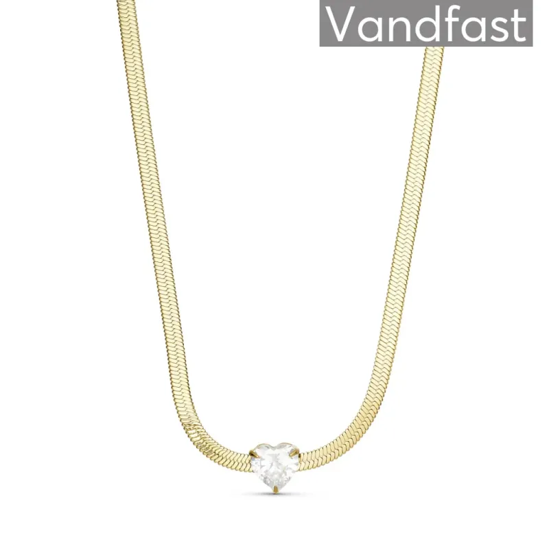 ANNEBRAUNER Snake Heart Zirconia Halskæde 18K Guldbelagt