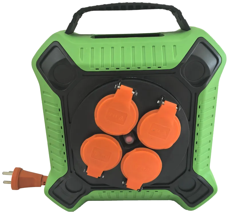 Bandit kabeltromle m/jord 4×udt. 230V/10A IP44 15m