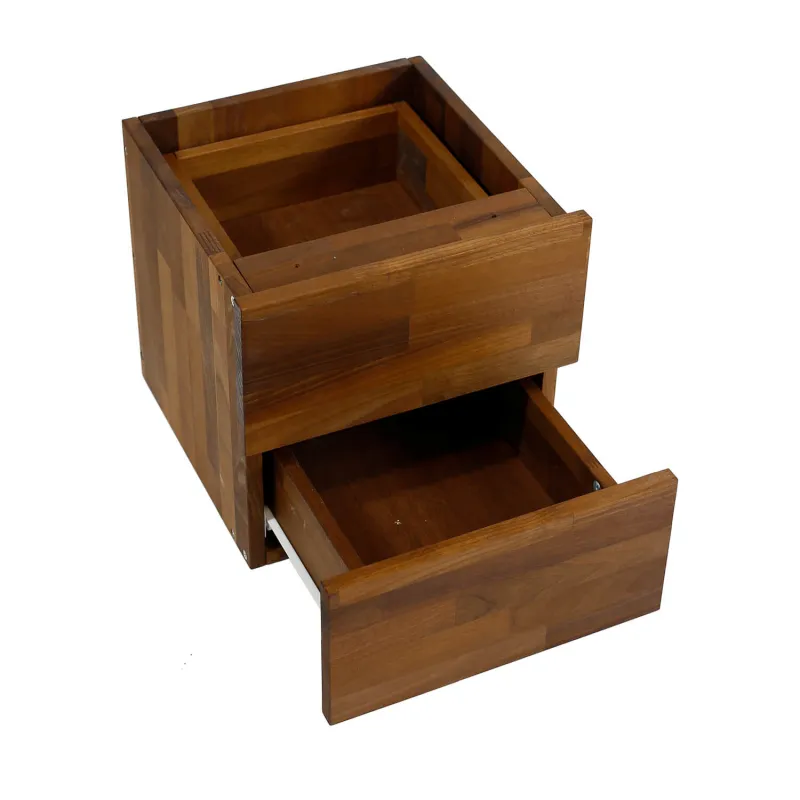 NOCNOI Puzzle skuffeindsats, m. 2 skuffer, m. push open funktion - massivt olieret valnød(H:33,8cm x33,8cm x 33,8cm)