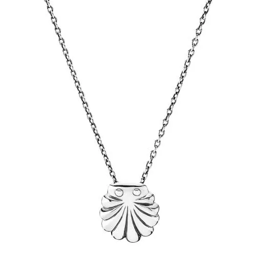 Collier i oxyderet Sølv med Musling - 45 og 48 cm