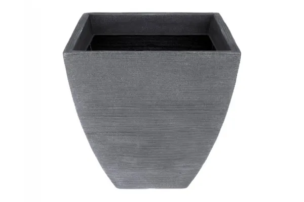 Plastkrukke m/riller - 40x40x42 cm - Grå