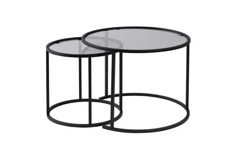 NORDVÄRK Tokyo indskudsborde - glas og sort metal (sæt med 2)