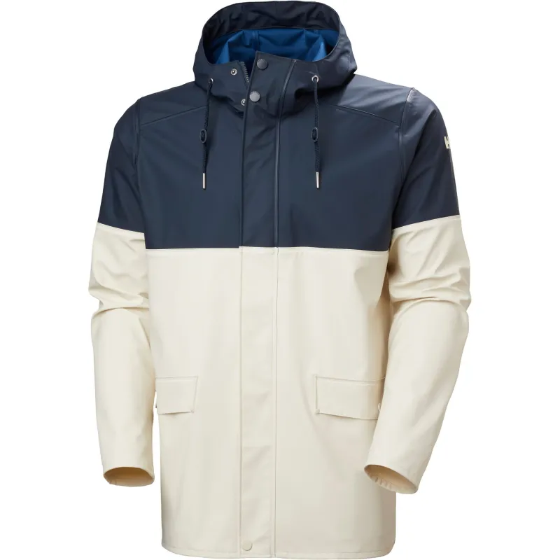 Helly Hansen Moss Block, regnfrakke, herre, hvid/mørkeblå
